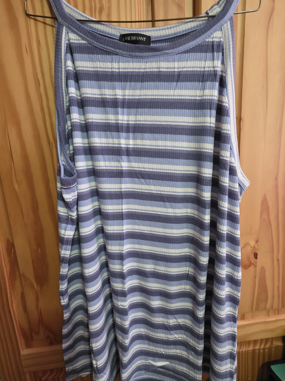 Lane Bryant Blue & White Striped Ribbed Tank